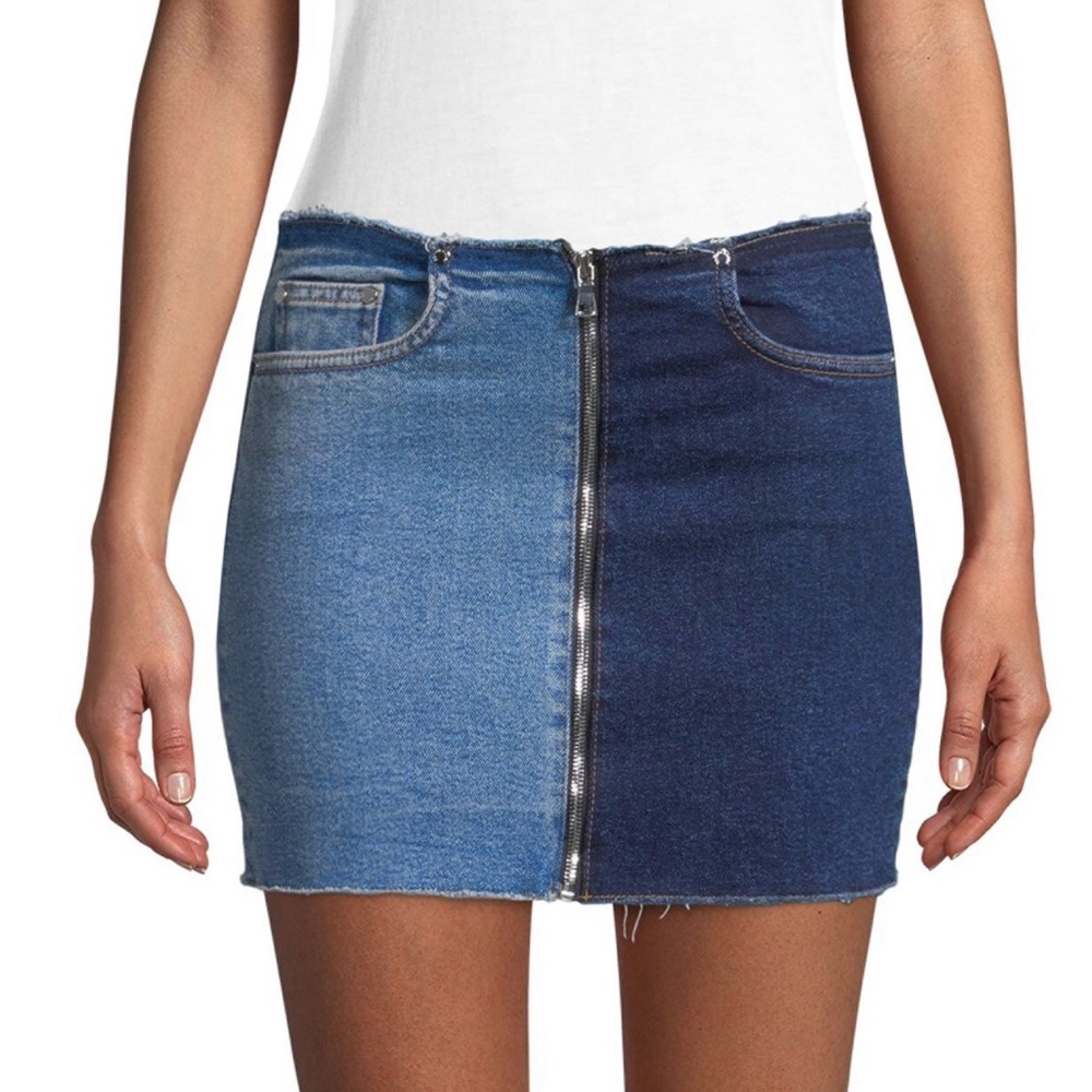Cotton Citizen Two Tone ZIp Mini Jean Skirt